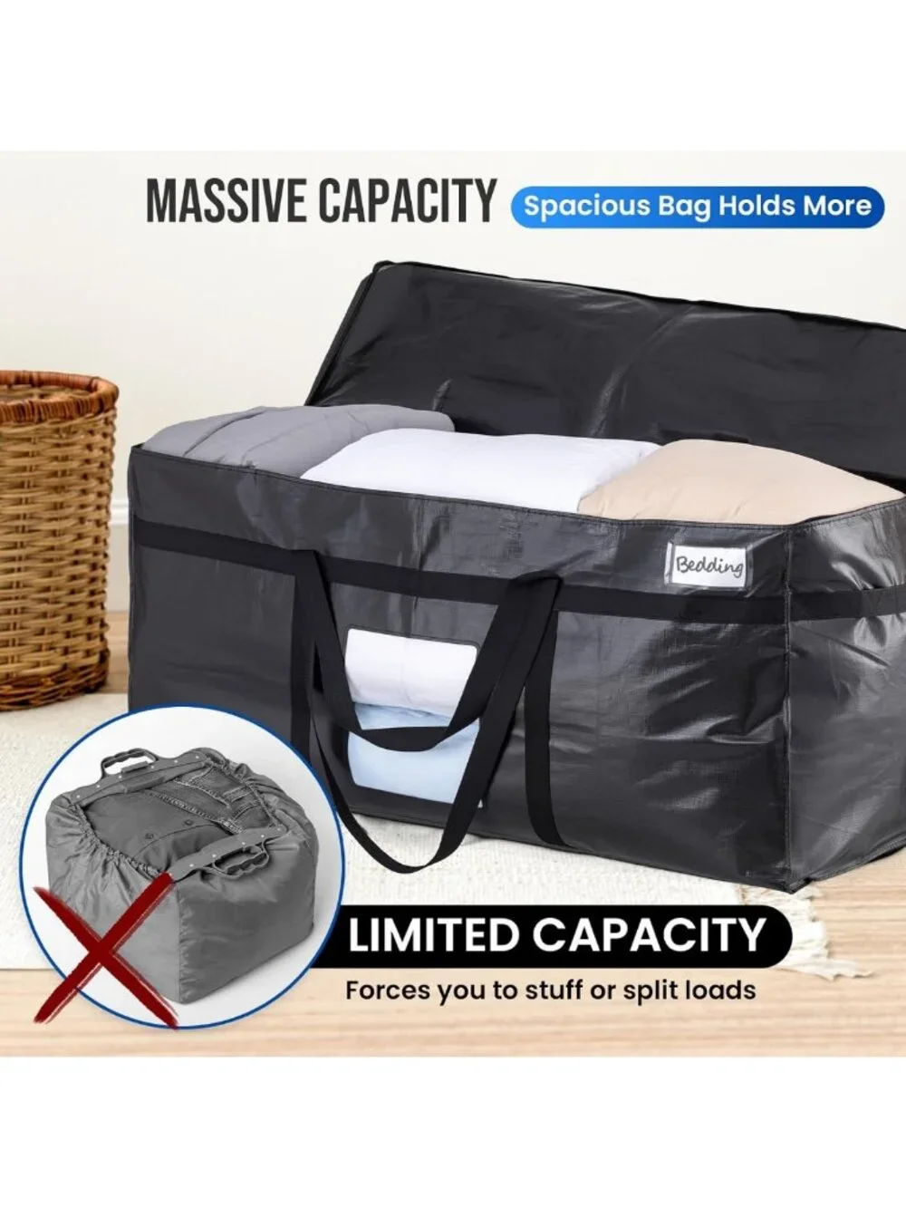 2 Pack Extra Large 69 Gallon Storage Bags with Clear Window - Durable
